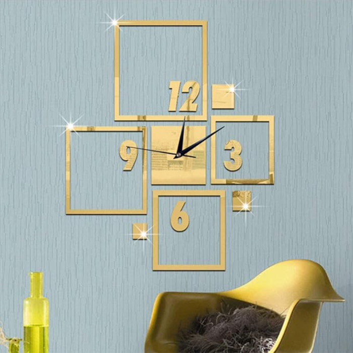 Wall Clock Golden Acrylic Box - Image 3