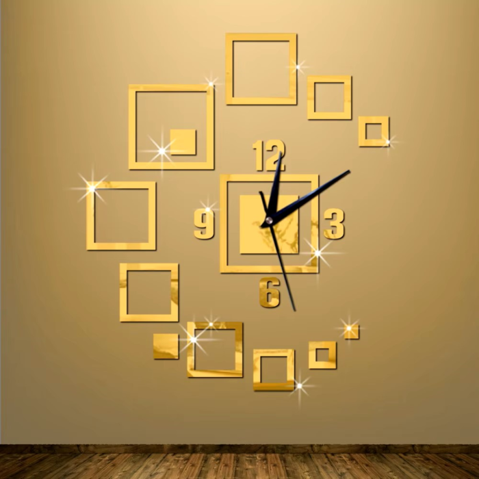 Golden Acrylic Box Clock