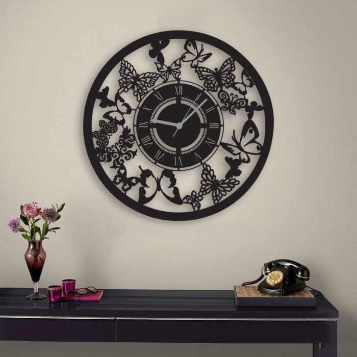 Roman Gear Wooden Clock