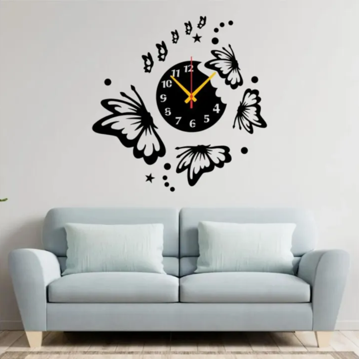 Butterfly Wooden Clock – 24x24 Inch Stylish Wall Décor - Image 2