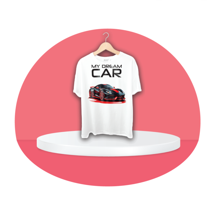 Favorite Car Printed Round Neck Silk T-Shirt