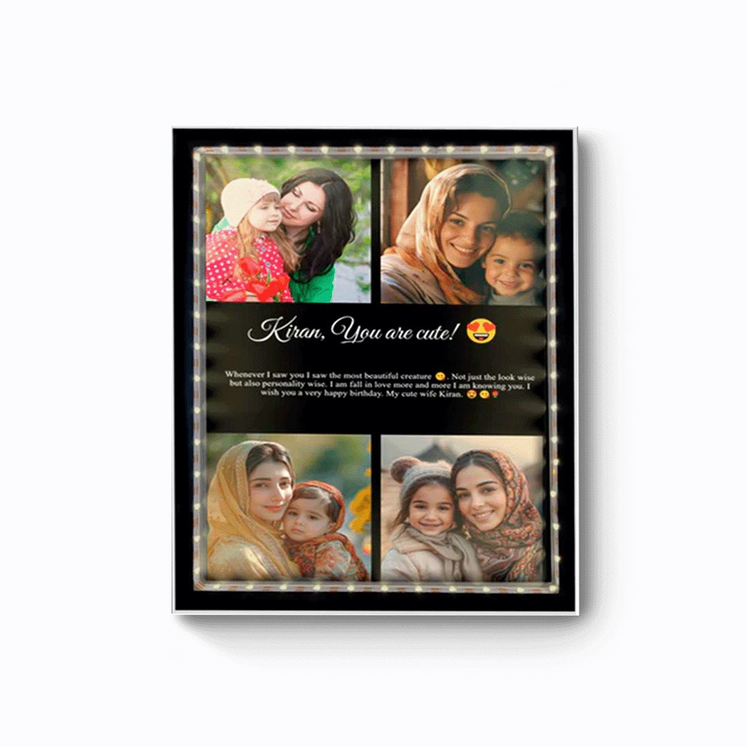 Happy Anniversary Light Photo Frame White Theme – Customized Gift