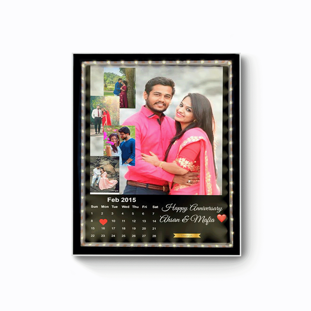 Happy Anniversary Light Photo Frame White Theme – Customized Gift