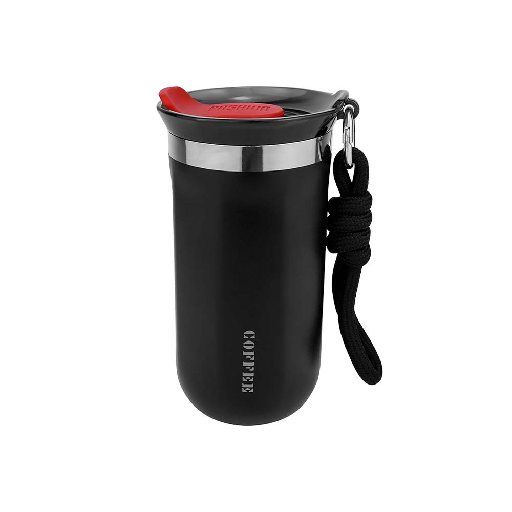 Disoza 11 Oz Travel Coffee Mug Insulated Coffee Mug Reusable Coffee Cups with Lids Spill Proof Coffee Travel Mug Black Reusable Stainless Steel Coffee Mug for Hot and Iced Cold Drinks