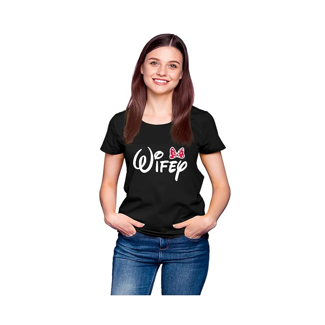 Men & Women Regular Fit T-Shirt Black – Hubby & Wifey Girls t shirt