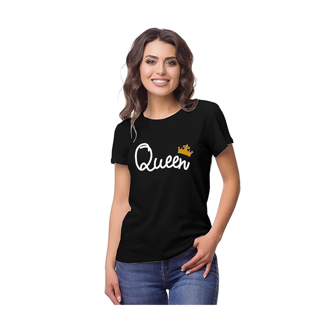 King Queen Couples T shirt for Couple Black 02