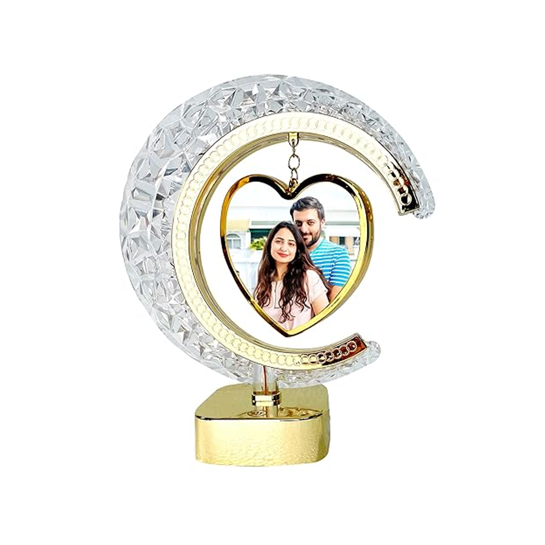 LED Half Moon Crystal Lamp Heart Photo Frame 01
