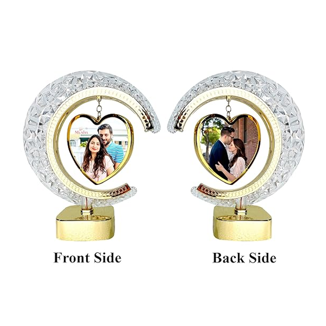 Buy LED Half Moon Crystal Lamp – Heart Photo Frame Gift Online
