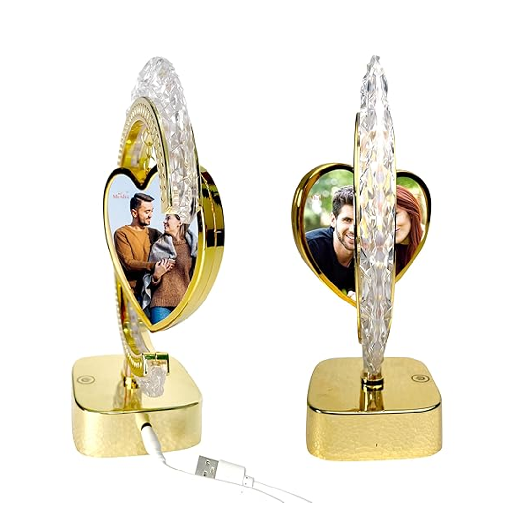 Buy LED Half Moon Crystal Lamp – Heart Photo Frame Gift Online