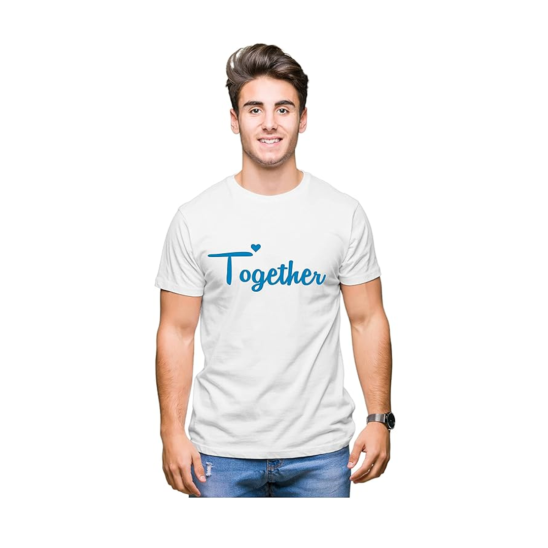 Men's & Women's Round Neck T-Shirt-Together Forever White 01