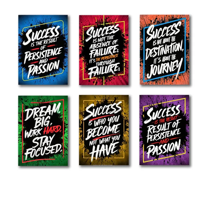 Pack of 6 Motivational quotes sticky wooden frames for wall decore