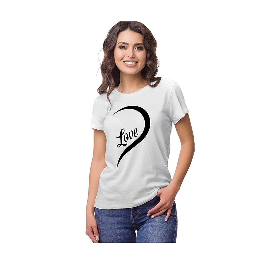 Printed One Love Heart T-Shirts – Girls Cotton Tees