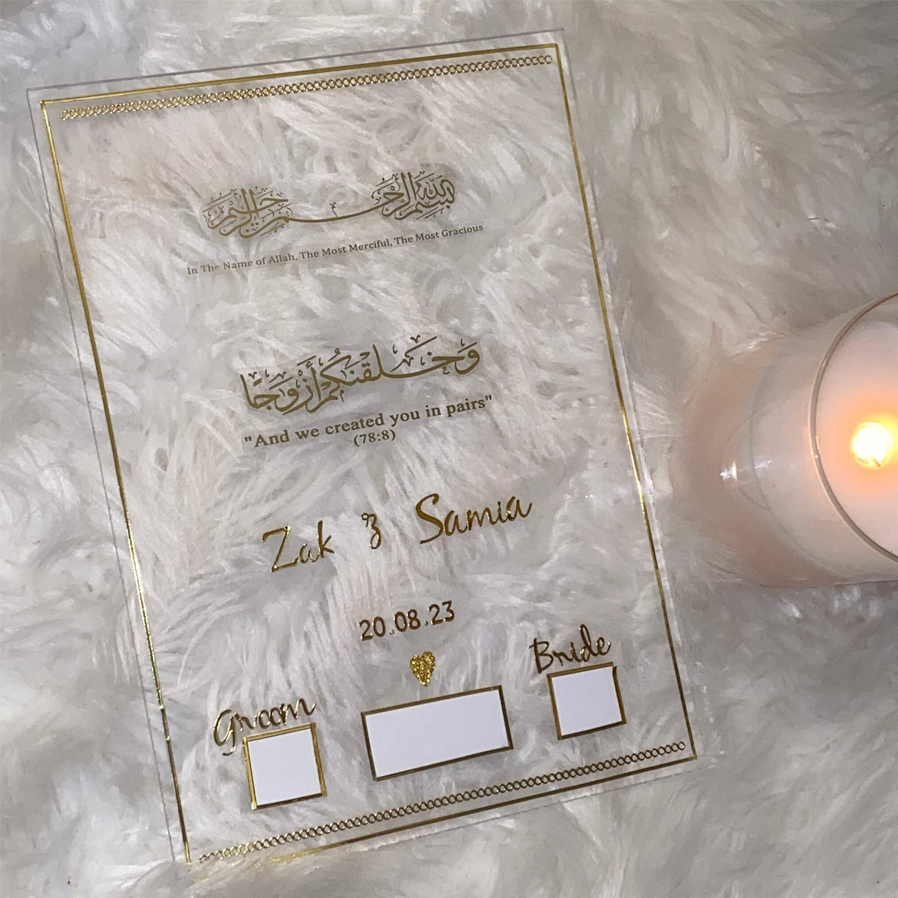 Customize Nikah Acrylic Booklet - Stylish Marriage Gift for Couples