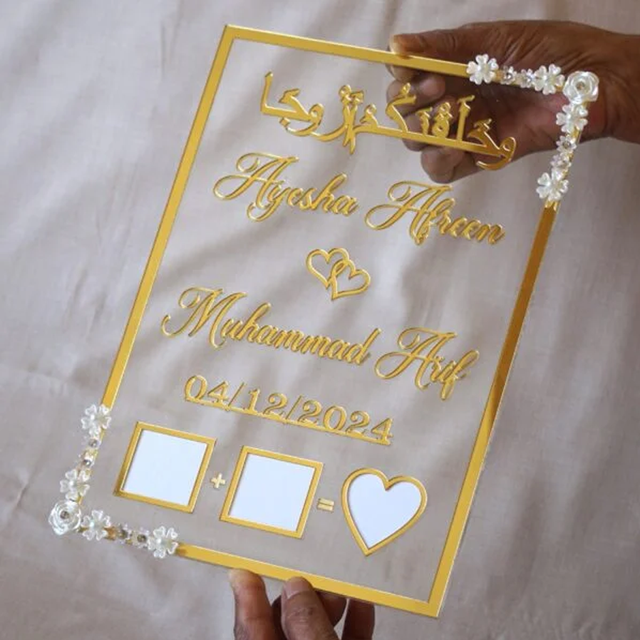 Customize Nikah Acrylic Booklet - Stylish Marriage Gift for Couples