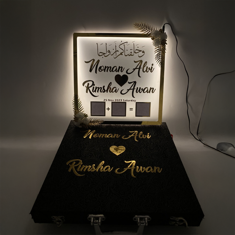 Customize Nikah Acrylic Booklet with Box – Premium Personalized Islamic Wedding Gift Set